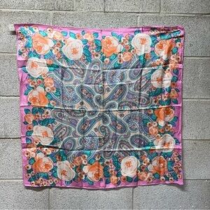 Silk Pink Paisley Floral Scarf